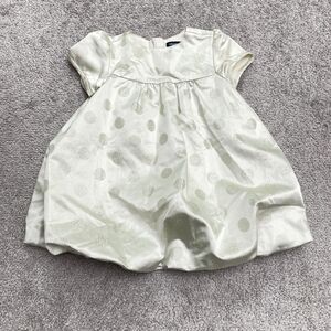 Baby Gap Bubble Hem Metallic Dress Infant 12-18 Months White Silver Polka Dot